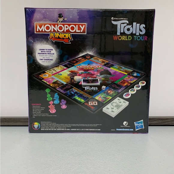 Monopoly® Junior: DreamWorks Trolls World Tour Edition Board Game-New - Picture 2 of 8
